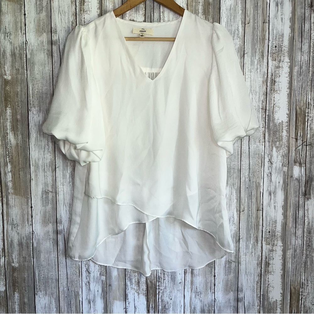 Entro White High Low Blouse - Picture 1 of 4